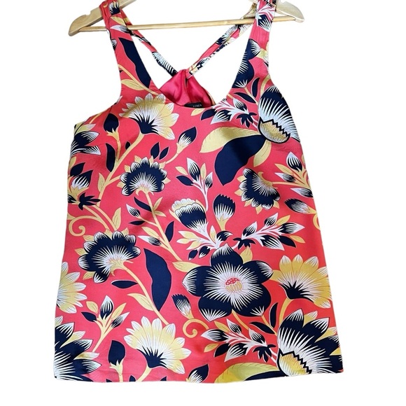 J. Crew silk floral sleeveless loose fit blouse size 12T excellent condition - Picture 8 of 12